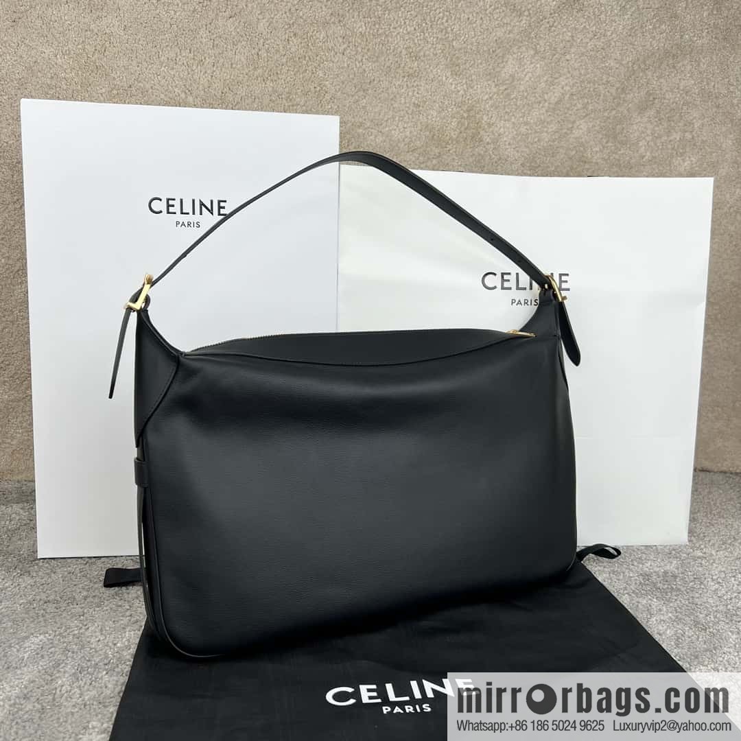 CELINE ROMY Large Soft Cow Leather Handbag 110793 Black