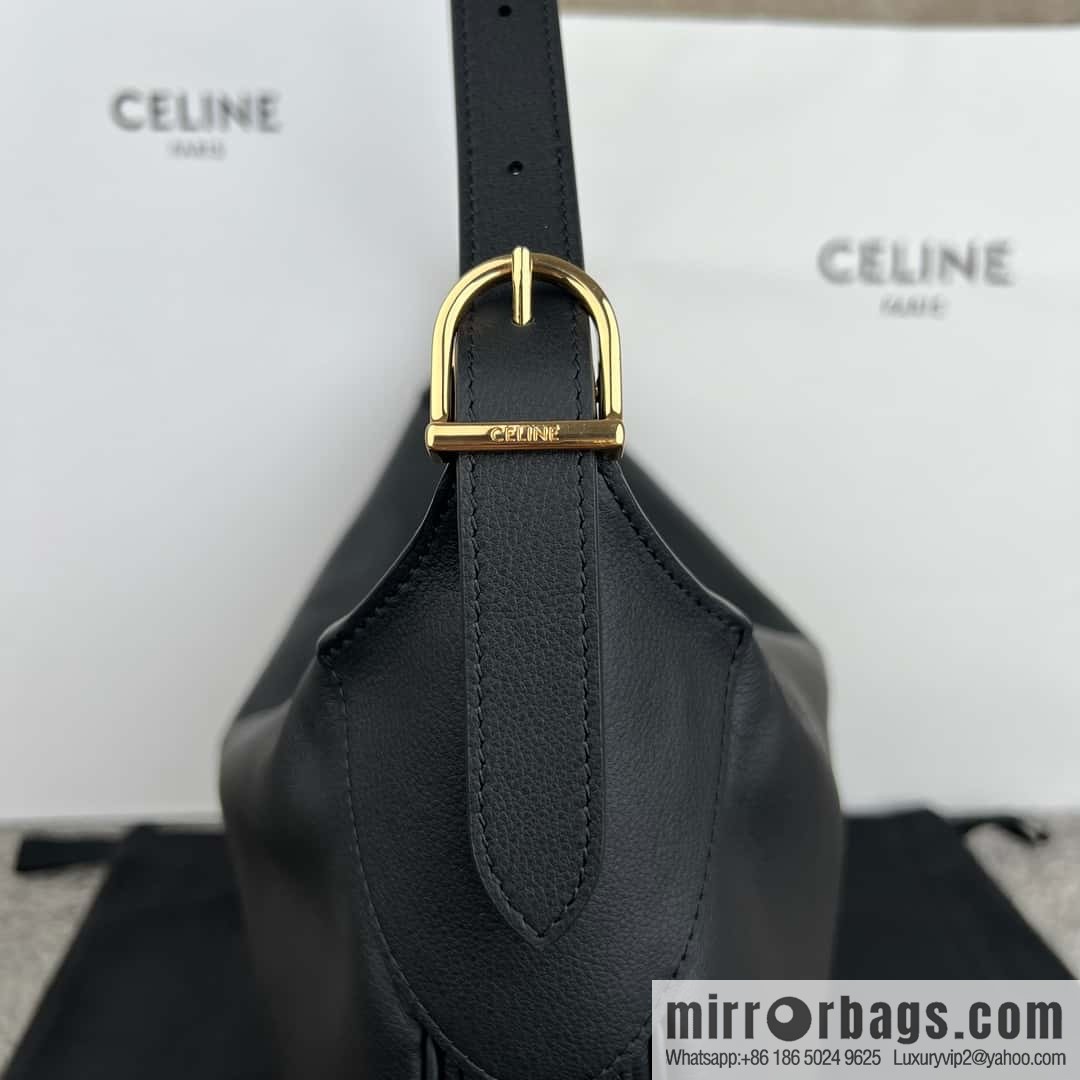 CELINE ROMY Large Soft Cow Leather Handbag 110793 Black