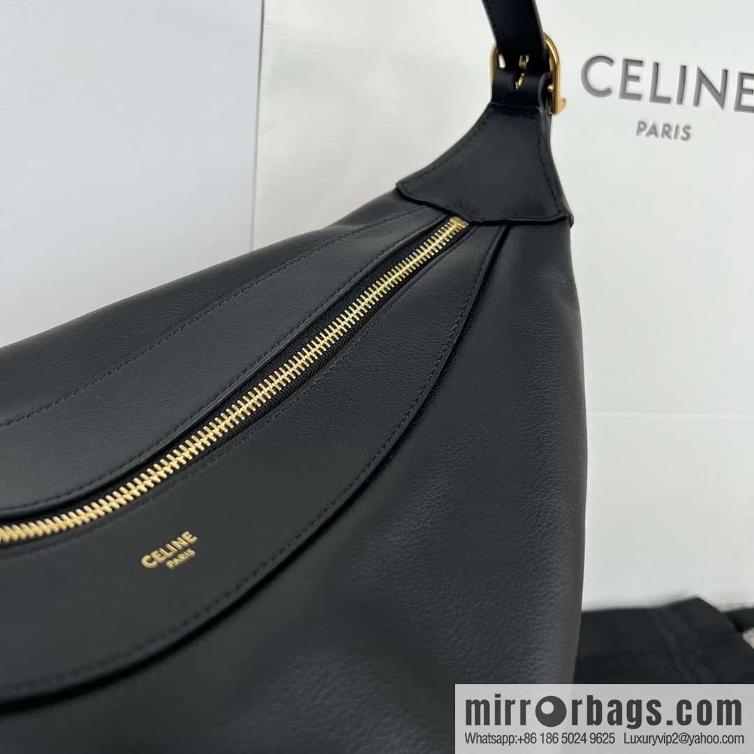 CELINE ROMY Large Soft Cow Leather Handbag 110793 Black