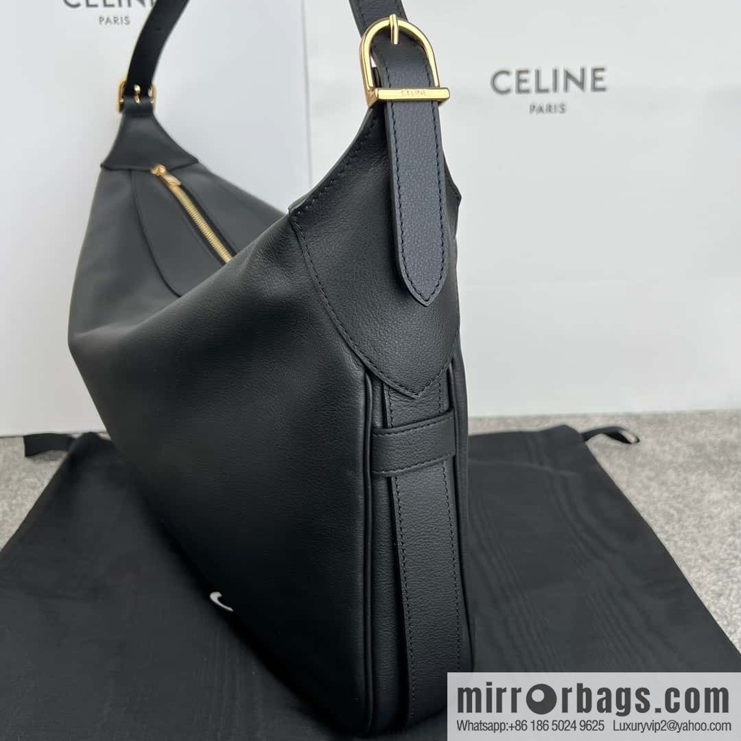 CELINE ROMY Large Soft Cow Leather Handbag 110793 Black