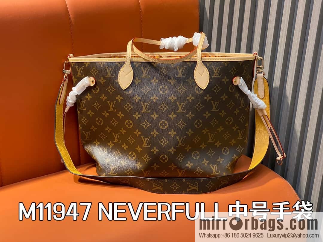 [Premium‑quality] M11947 presbyopia yellow, available on both sides, variable code chip version, shopping bag series NEVERFULL medium handbag