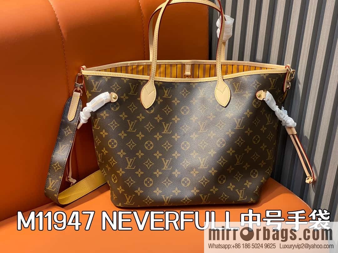 [Premium‑quality] M11947 presbyopia yellow, available on both sides, variable code chip version, shopping bag series NEVERFULL medium handbag