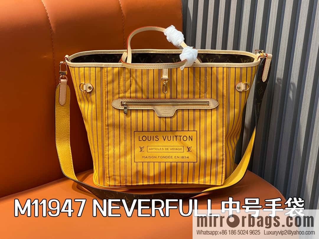[Premium‑quality] M11947 presbyopia yellow, available on both sides, variable code chip version, shopping bag series NEVERFULL medium handbag