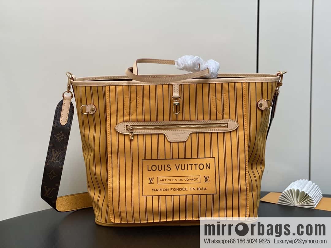 [Premium‑quality] M11947 presbyopia yellow, available on both sides, variable code chip version, shopping bag series NEVERFULL medium handbag