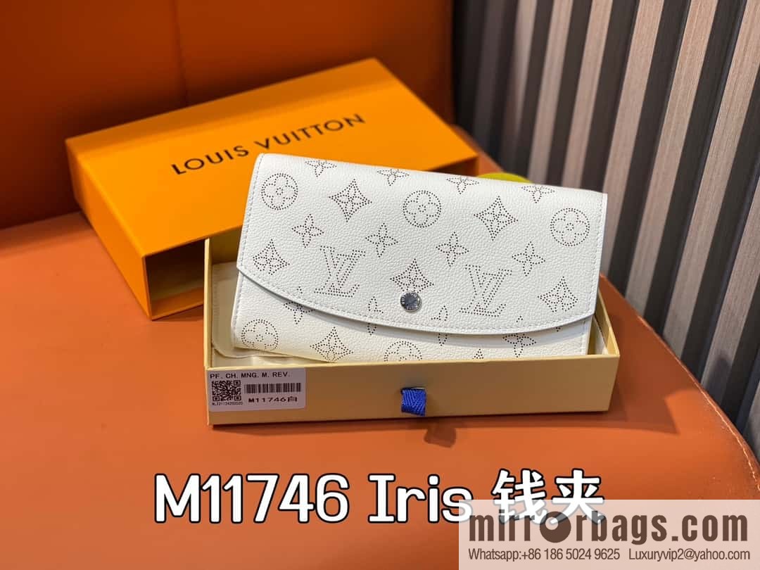 [Boutique‑grade] M11746 white hollow, full leather flip wallet series Iris wallet M60143 11746 white (hollow)