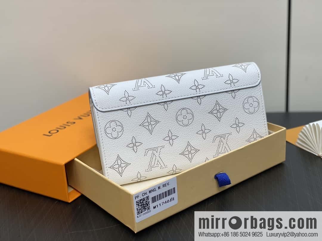 [Boutique‑grade] M11746 white hollow, full leather flip wallet series Iris wallet M60143 11746 white (hollow)