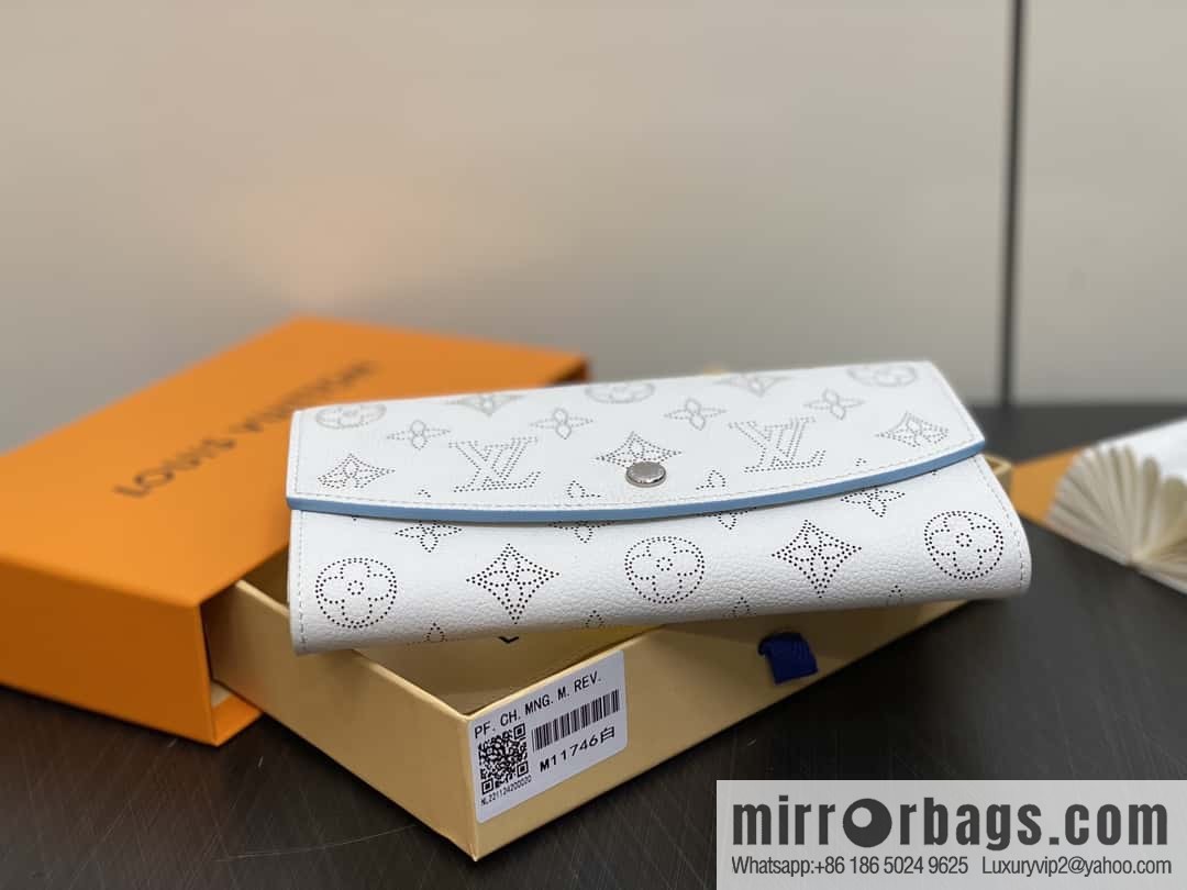 [Boutique‑grade] M11746 white hollow, full leather flip wallet series Iris wallet M60143 11746 white (hollow)