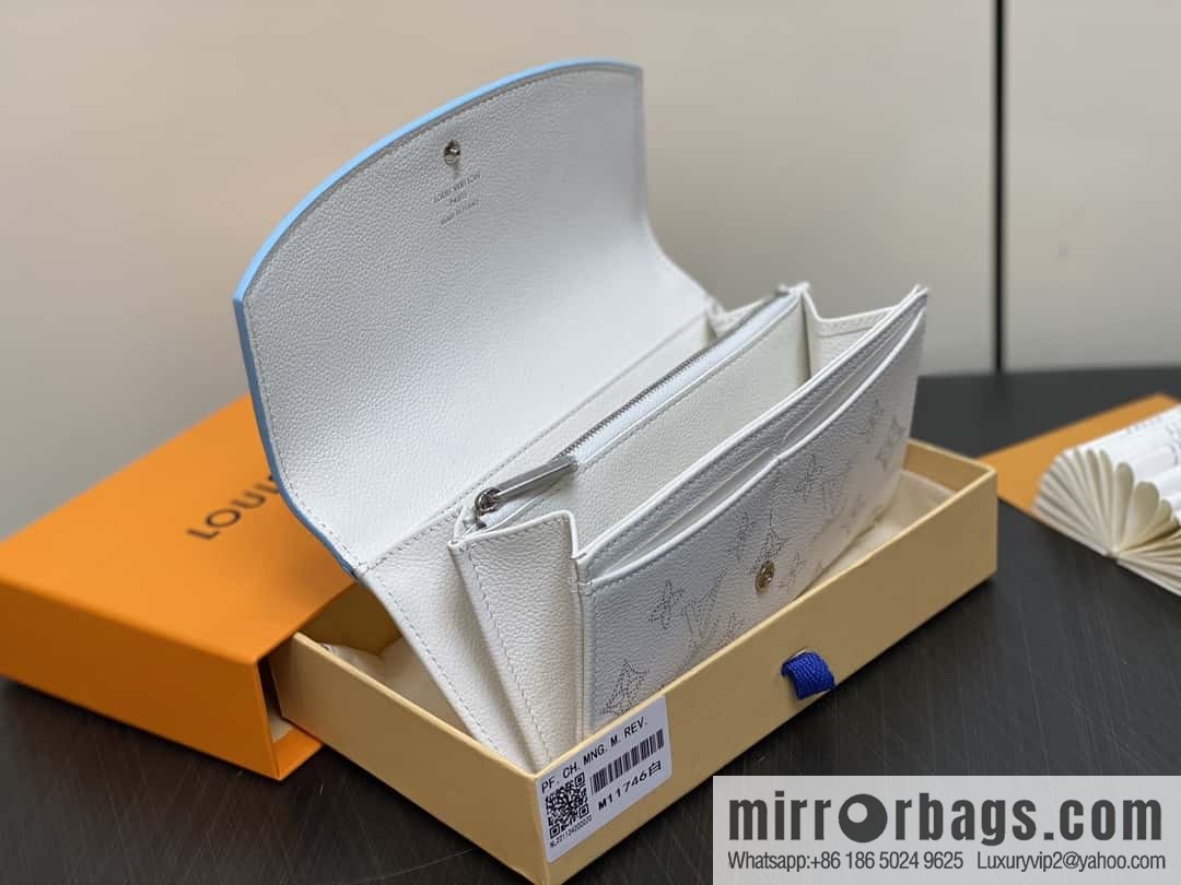 [Boutique‑grade] M11746 white hollow, full leather flip wallet series Iris wallet M60143 11746 white (hollow)