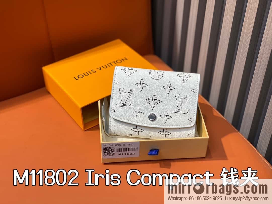 [Boutique‑grade] M11802 white hollow, full leather flip wallet series Iris Compact wallet M62542 11802 white (hollow)