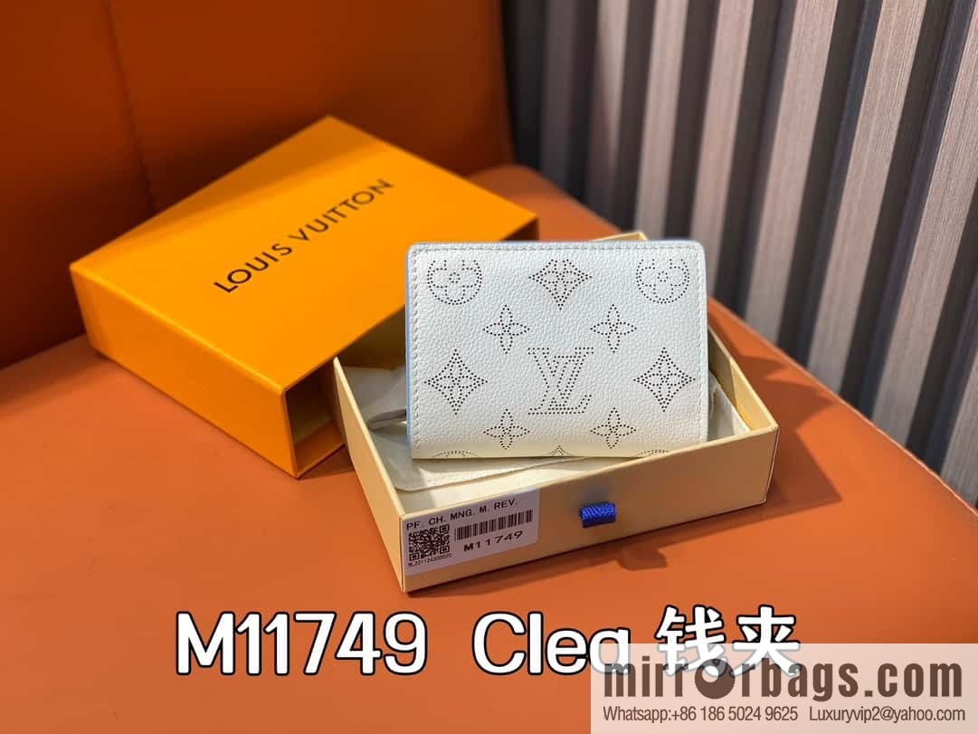[Boutique‑grade] M11749 white hollow, full leather two-fold wallet series Clea wallet M80817 11749 white (hollow)