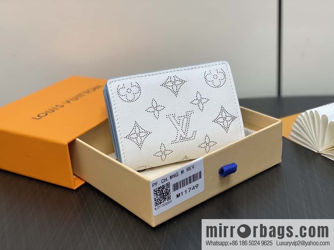 [Boutique‑grade] M11749 white hollow, full leather two-fold wallet series Clea wallet M80817 11749 white (hollow)
