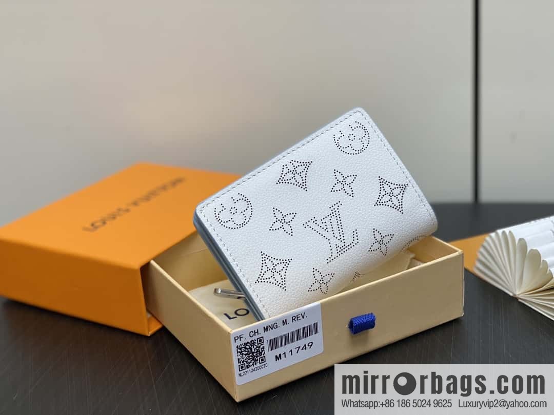 [Boutique‑grade] M11749 white hollow, full leather two-fold wallet series Clea wallet M80817 11749 white (hollow)
