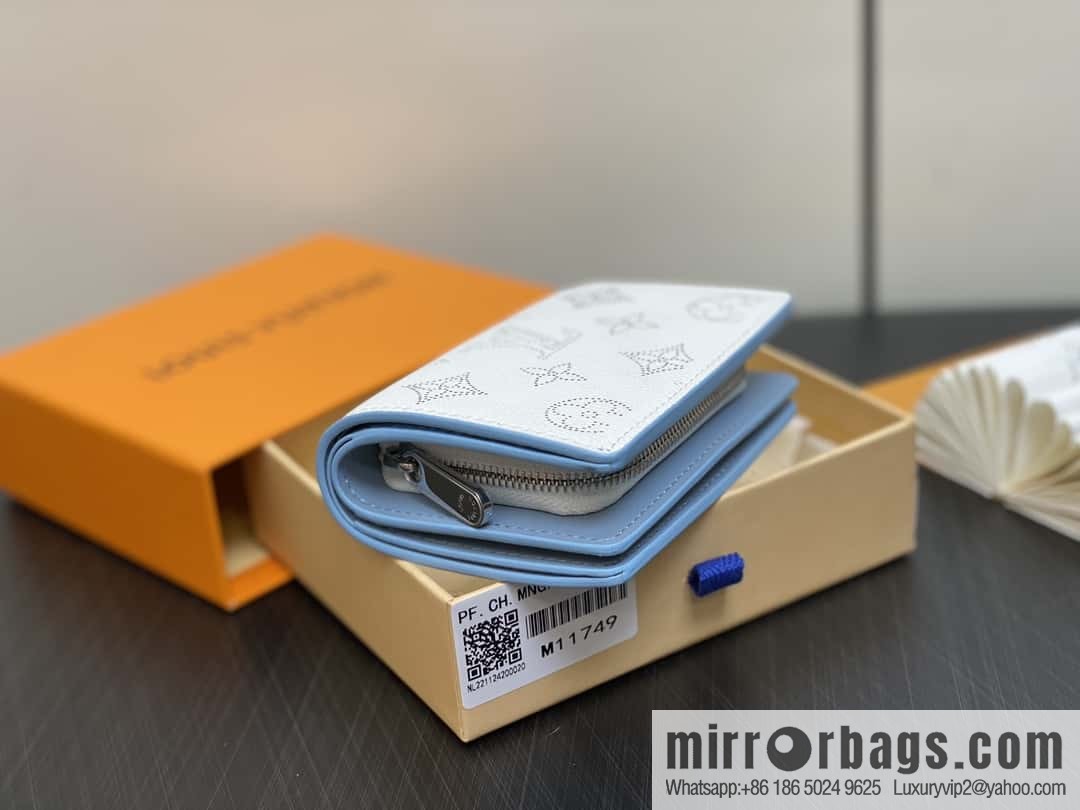 [Boutique‑grade] M11749 white hollow, full leather two-fold wallet series Clea wallet M80817 11749 white (hollow)