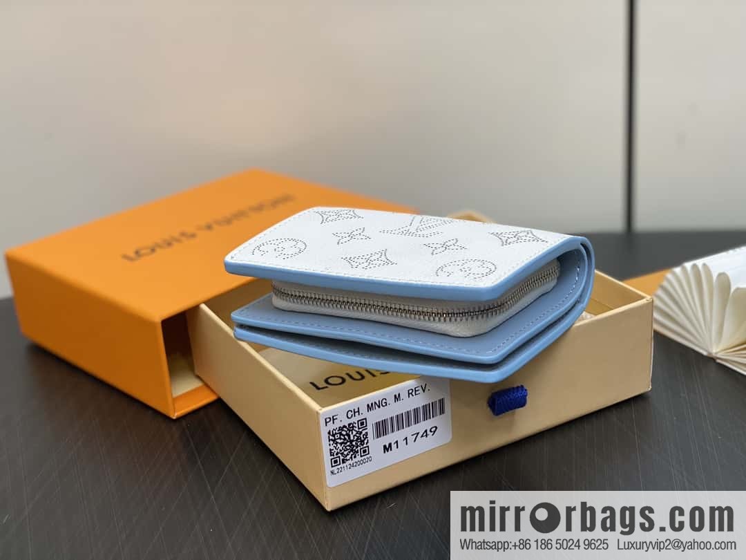 [Boutique‑grade] M11749 white hollow, full leather two-fold wallet series Clea wallet M80817 11749 white (hollow)
