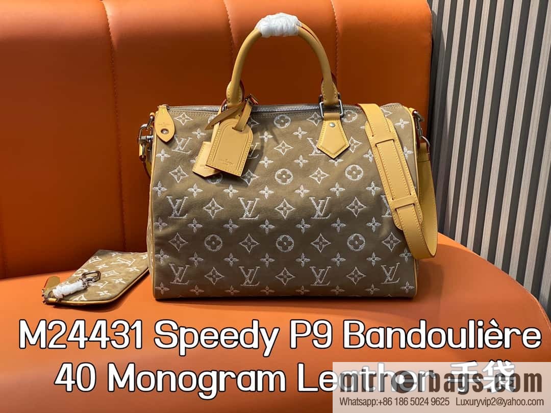 [Boutique‑grade] M24431 polished apricot, pillow bag speedy series P9 Bandoulière 40 Monogram Leather handbag