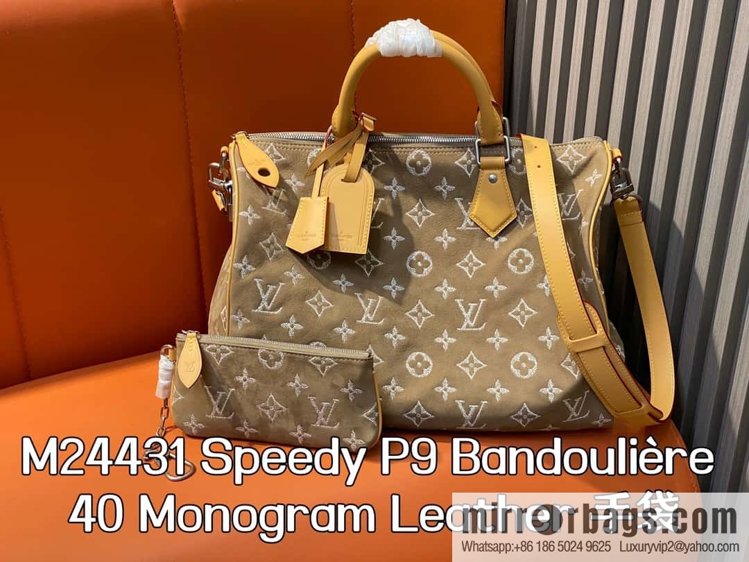 [Boutique‑grade] M24431 polished apricot, pillow bag speedy series P9 Bandoulière 40 Monogram Leather handbag
