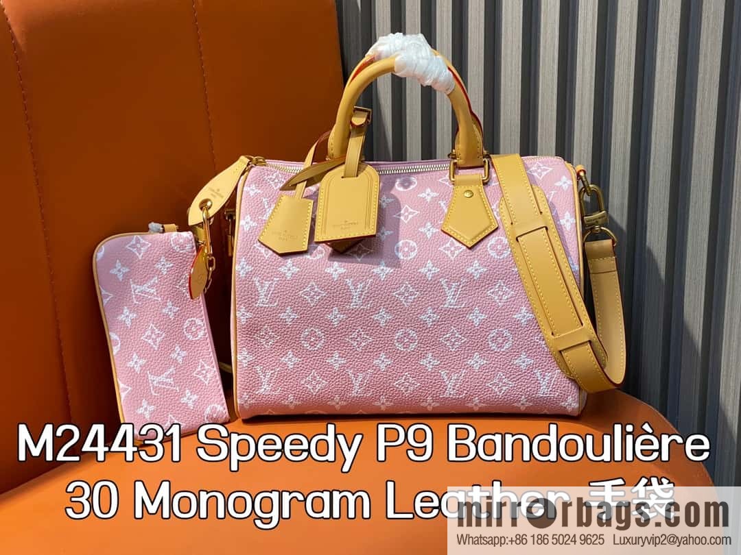 [Boutique‑grade] M21109 pink, all-leather pillow bag speedy series SPEEDY P9 BANDOULIZRE 30 handbag