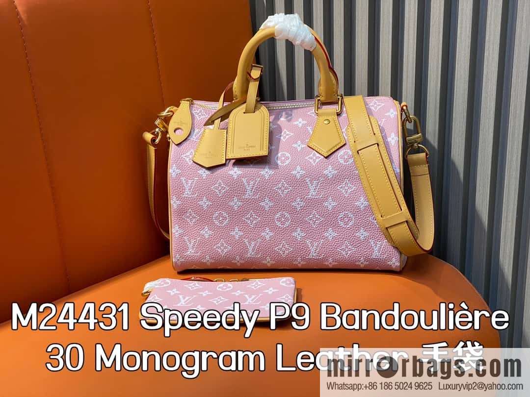 [Boutique‑grade] M21109 pink, all-leather pillow bag speedy series SPEEDY P9 BANDOULIZRE 30 handbag