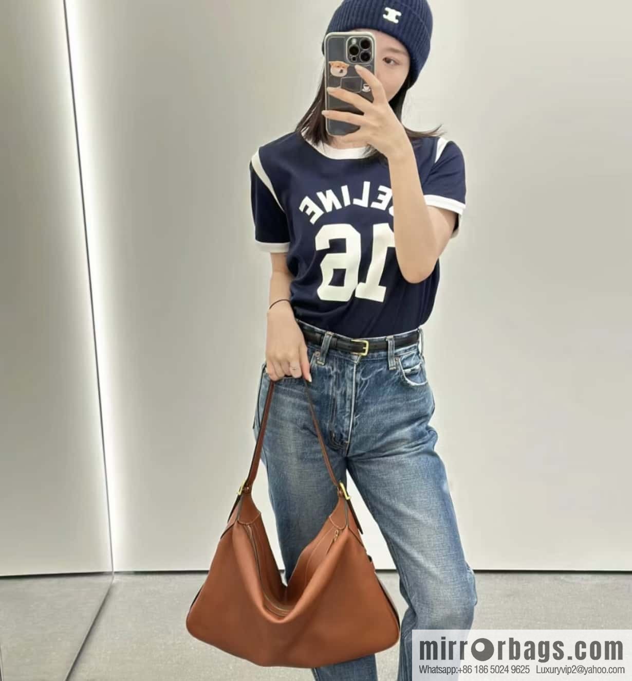 CELINE ROMY Large Soft Cow Leather Handbag 110793 Brown