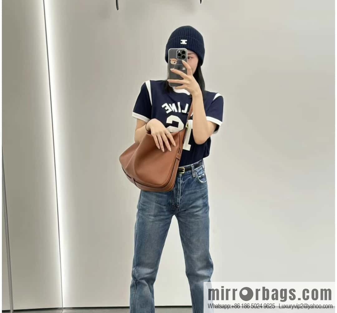 CELINE ROMY Large Soft Cow Leather Handbag 110793 Brown