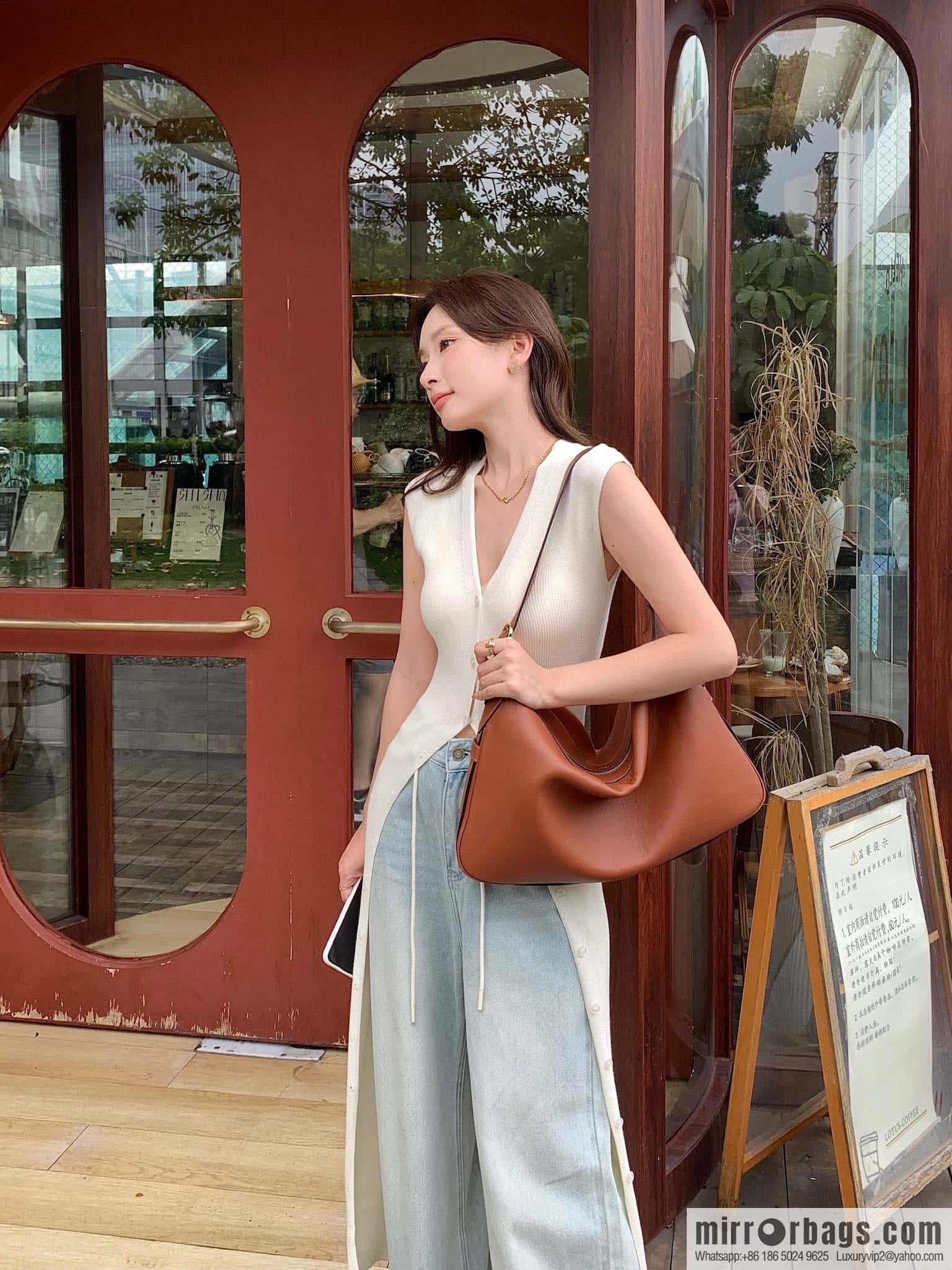 CELINE ROMY Large Soft Cow Leather Handbag 110793 Brown