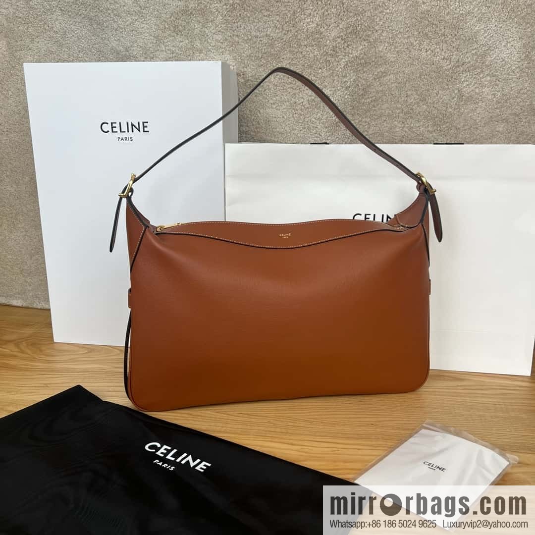 CELINE ROMY Large Soft Cow Leather Handbag 110793 Brown