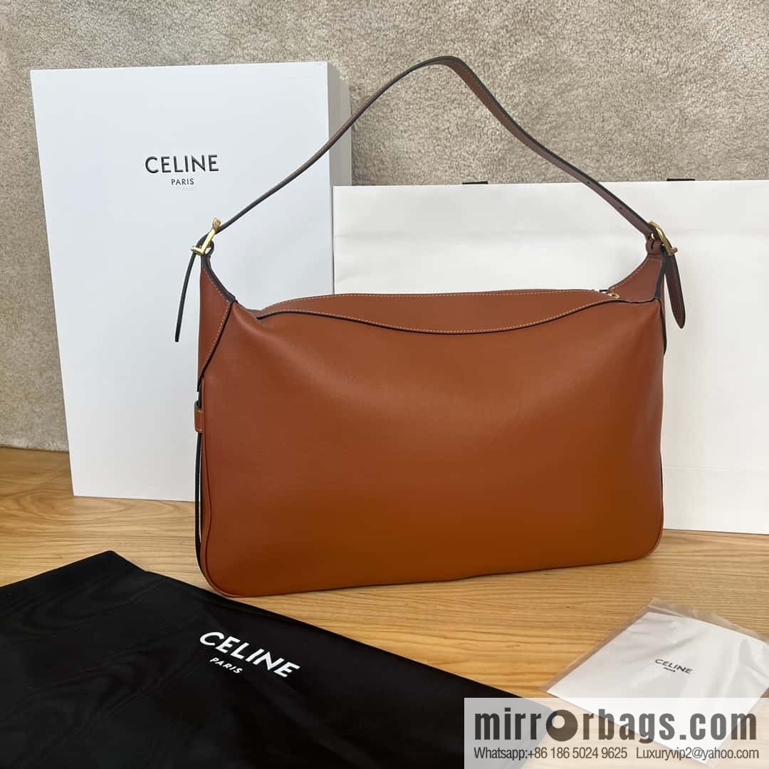 CELINE ROMY Large Soft Cow Leather Handbag 110793 Brown