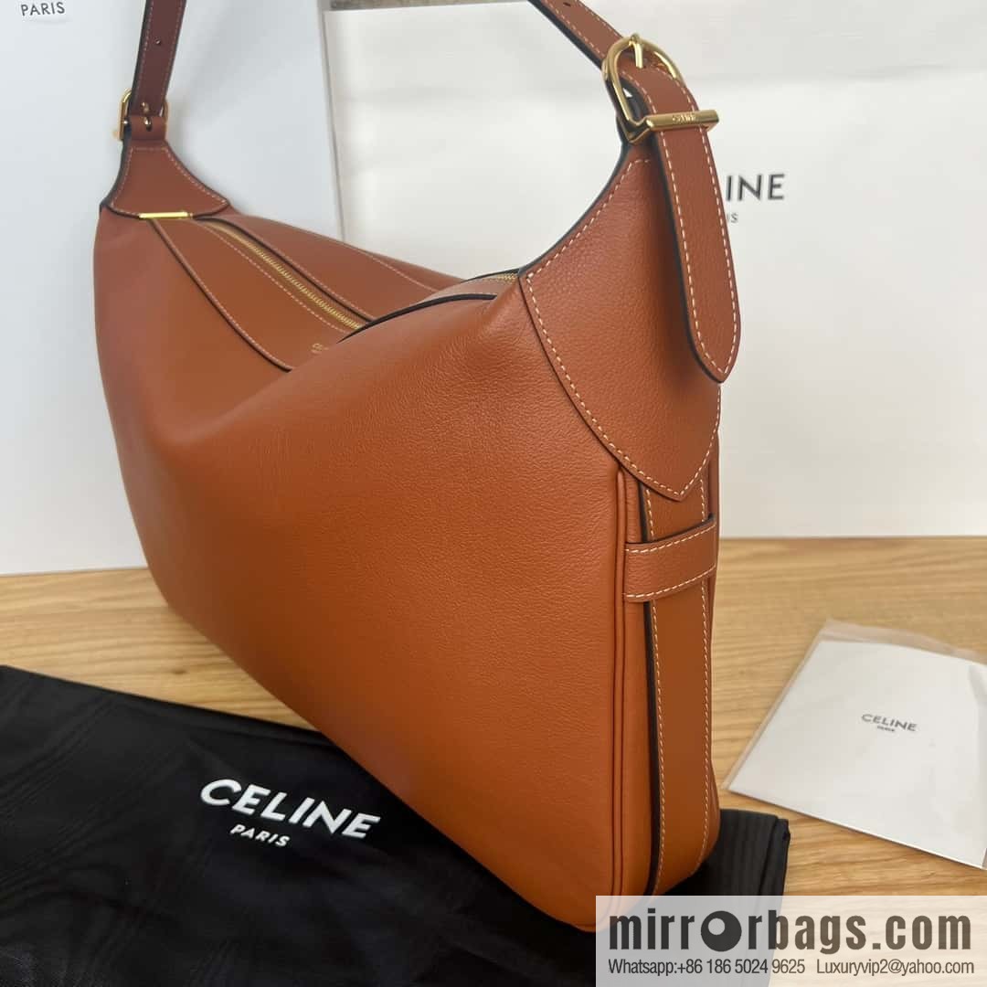 CELINE ROMY Large Soft Cow Leather Handbag 110793 Brown