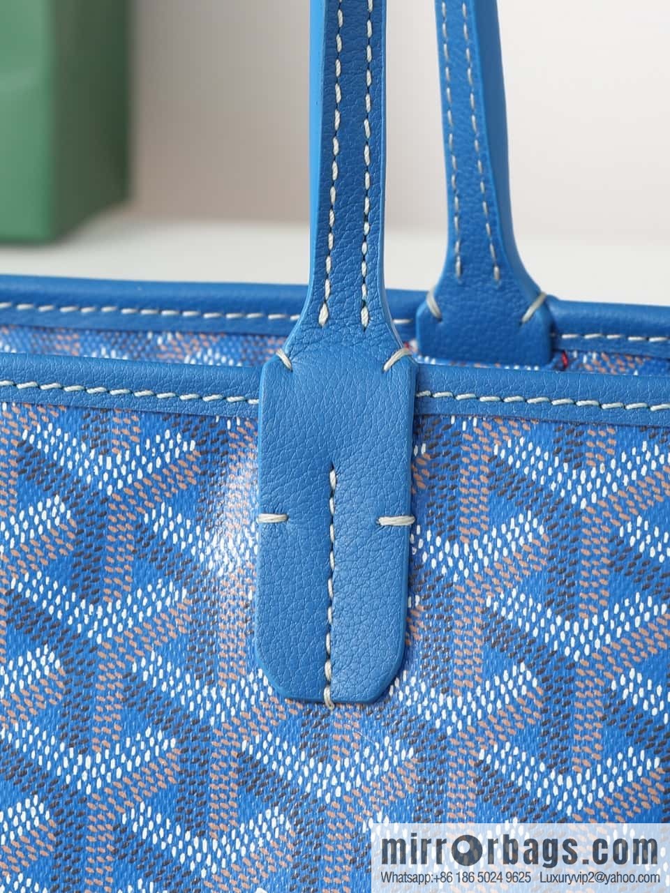 [Premium quality, all copper hardware] 🔎 020323 blue, goyard goya artois medium zipper tote bag
