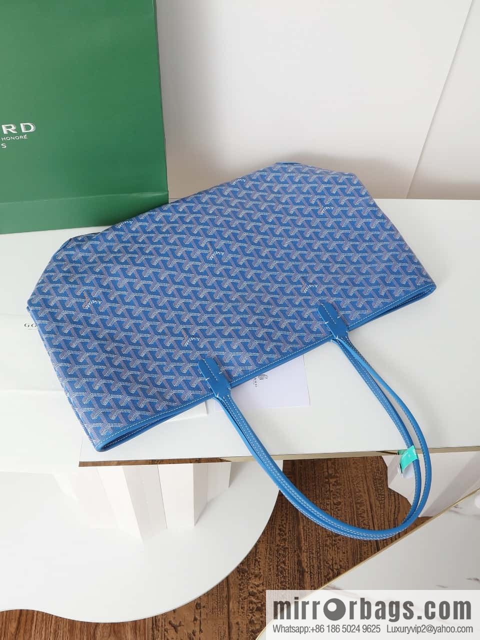 [Premium quality, all copper hardware] 🔎 020323 blue, goyard goya artois medium zipper tote bag