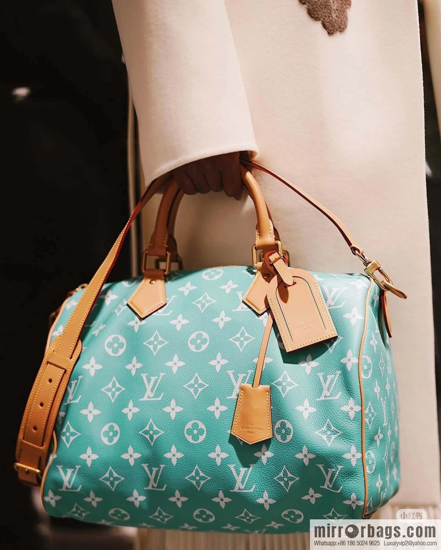 [Boutique‑grade] M21110 lake water blue, full leather pillow bag speedy series SPEEDY P9 BANDOULIZRE 30 handbag