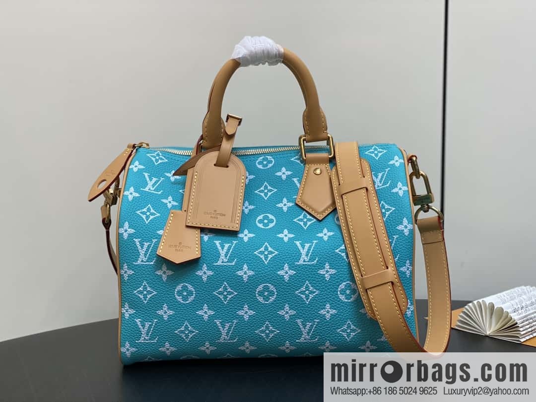 [Boutique‑grade] M21110 lake water blue, full leather pillow bag speedy series SPEEDY P9 BANDOULIZRE 30 handbag
