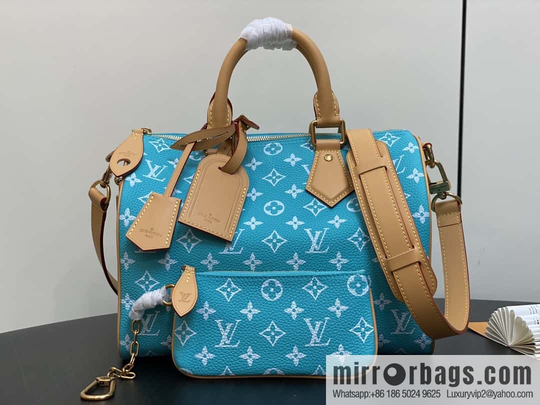 [Boutique‑grade] M21110 lake water blue, full leather pillow bag speedy series SPEEDY P9 BANDOULIZRE 30 handbag