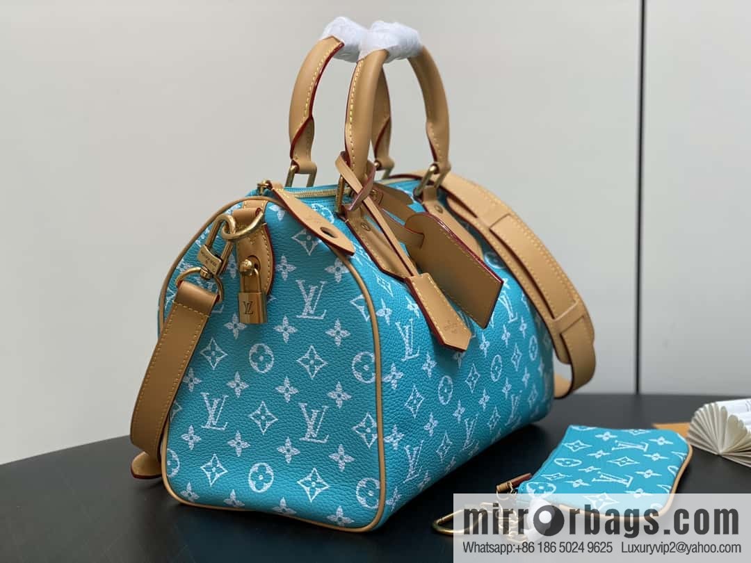 [Boutique‑grade] M21110 lake water blue, full leather pillow bag speedy series SPEEDY P9 BANDOULIZRE 30 handbag