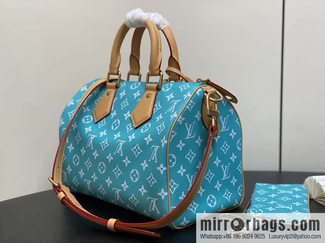 [Boutique‑grade] M21110 lake water blue, full leather pillow bag speedy series SPEEDY P9 BANDOULIZRE 30 handbag