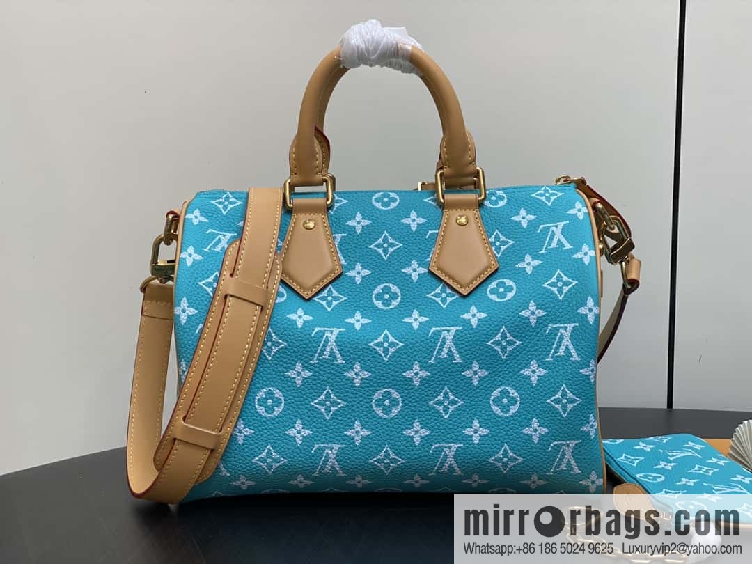 [Boutique‑grade] M21110 lake water blue, full leather pillow bag speedy series SPEEDY P9 BANDOULIZRE 30 handbag