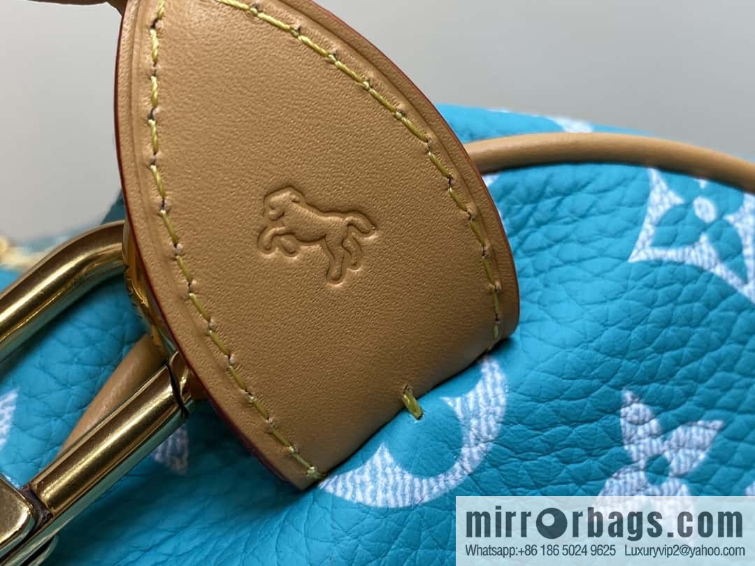 [Boutique‑grade] M21110 lake water blue, full leather pillow bag speedy series SPEEDY P9 BANDOULIZRE 30 handbag