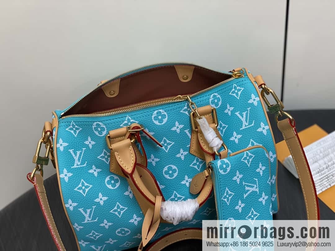 [Boutique‑grade] M21110 lake water blue, full leather pillow bag speedy series SPEEDY P9 BANDOULIZRE 30 handbag