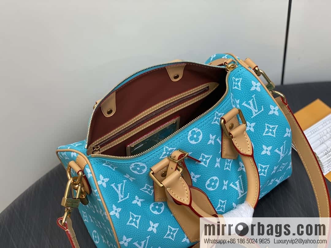 [Boutique‑grade] M21110 lake water blue, full leather pillow bag speedy series SPEEDY P9 BANDOULIZRE 30 handbag