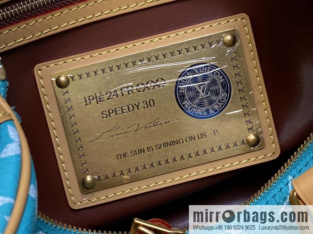 [Boutique‑grade] M21110 lake water blue, full leather pillow bag speedy series SPEEDY P9 BANDOULIZRE 30 handbag