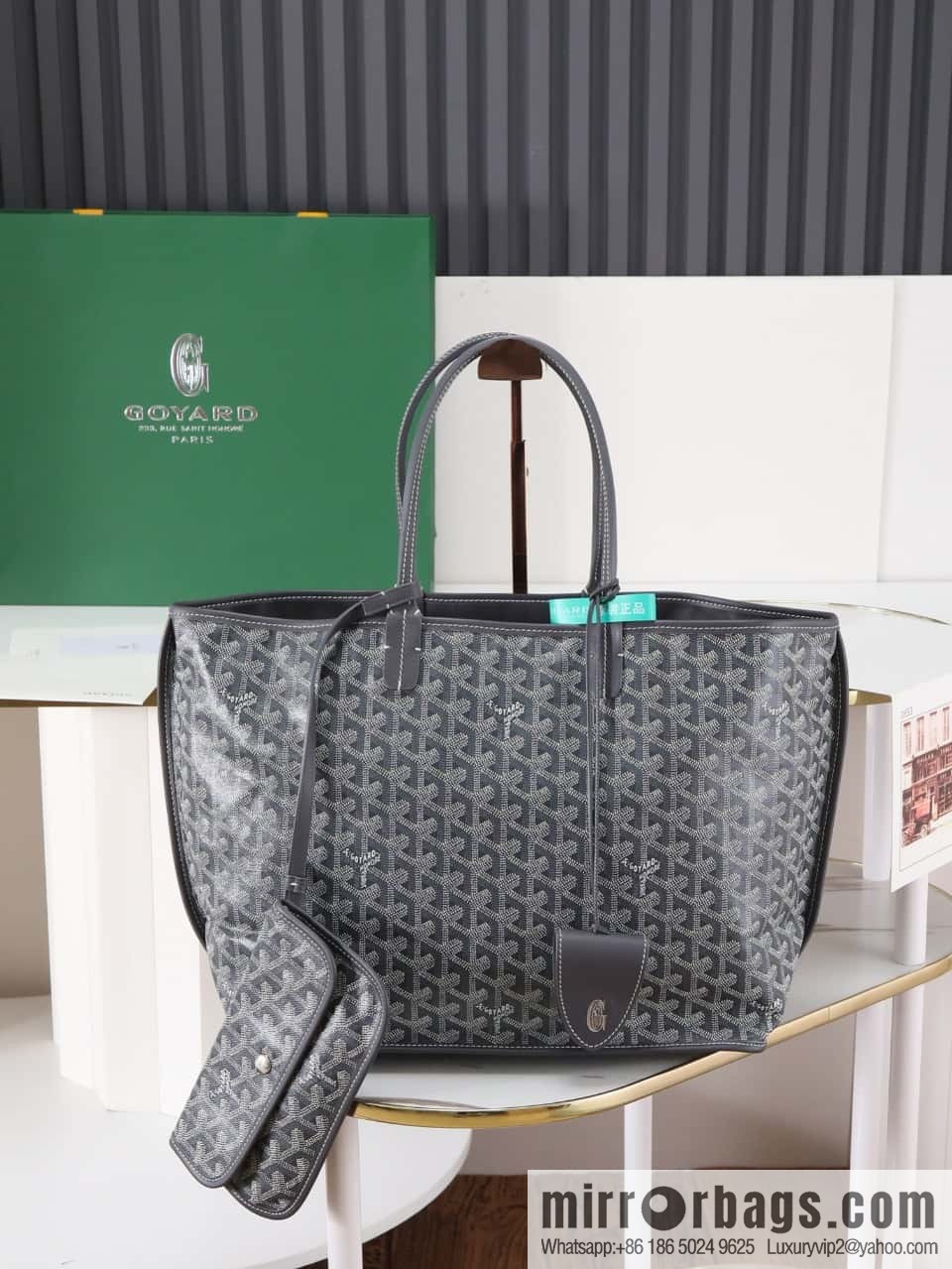 [Premium quality, original materials, leather] Goyard goya anjou small bag 020166m gray tote bag
