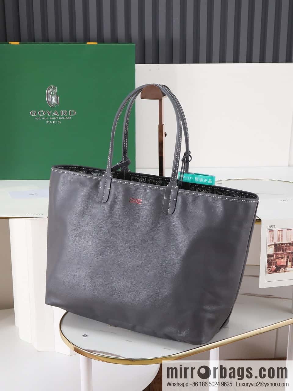 [Premium quality, original materials, leather] Goyard goya anjou small bag 020166m gray tote bag