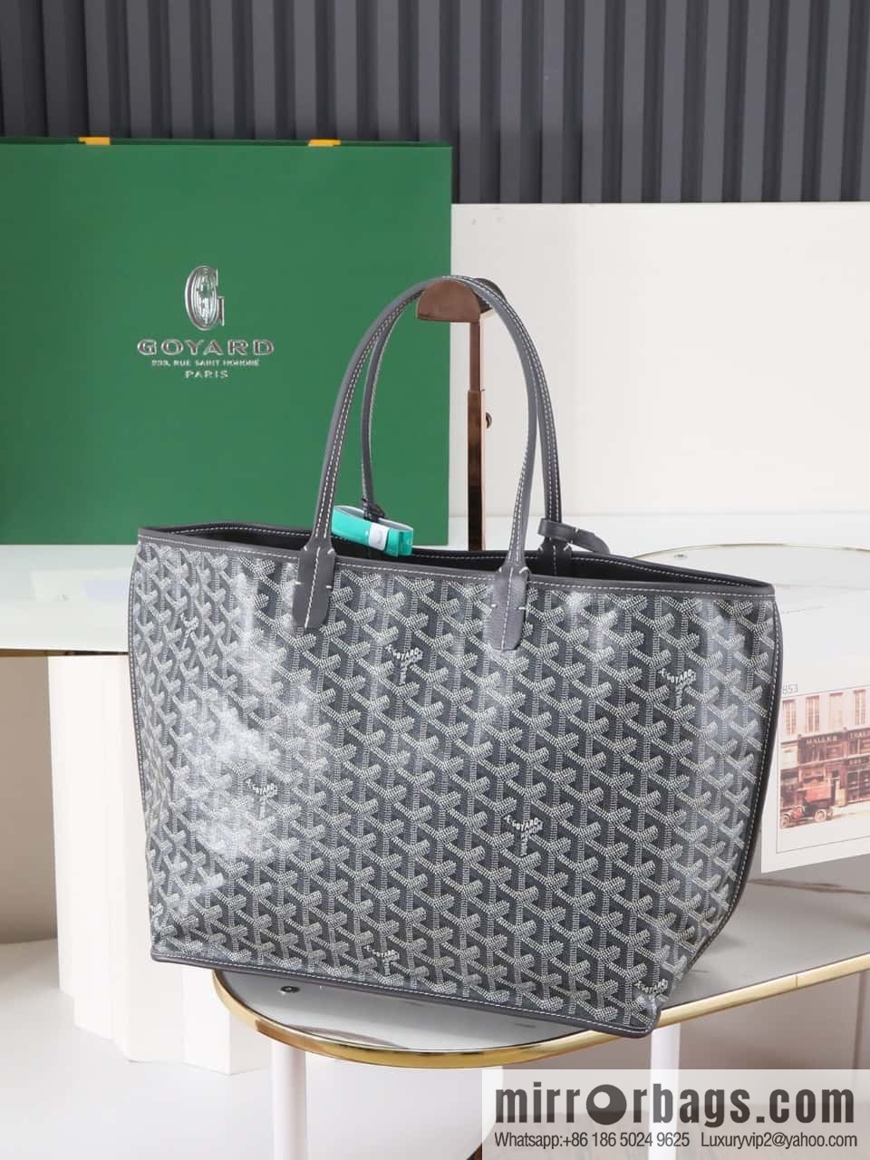 [Premium quality, original materials, leather] Goyard goya anjou small bag 020166m gray tote bag