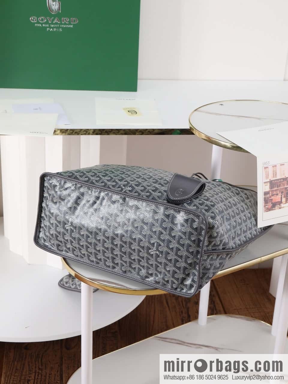 [Premium quality, original materials, leather] Goyard goya anjou small bag 020166m gray tote bag