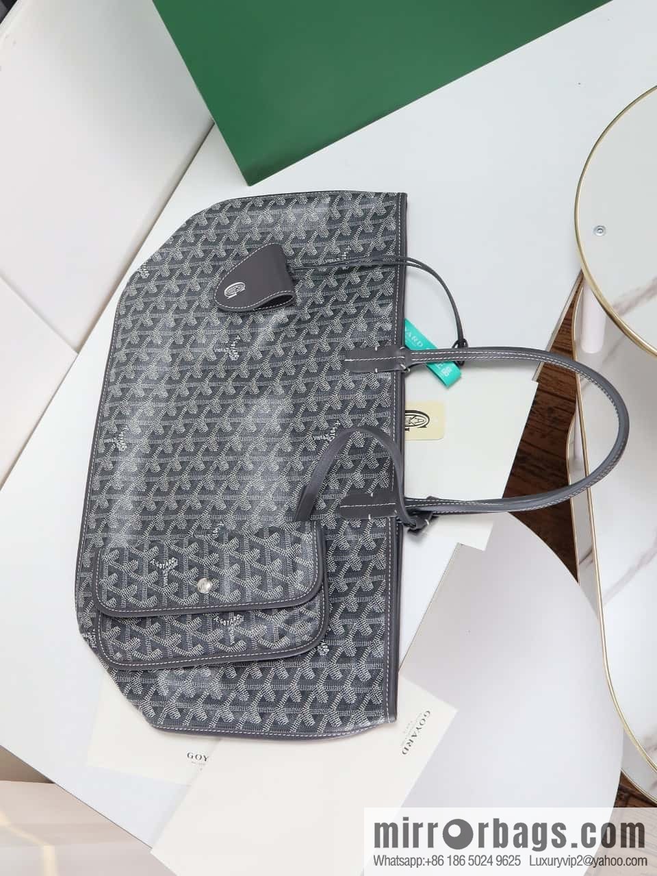 [Premium quality, original materials, leather] Goyard goya anjou small bag 020166m gray tote bag