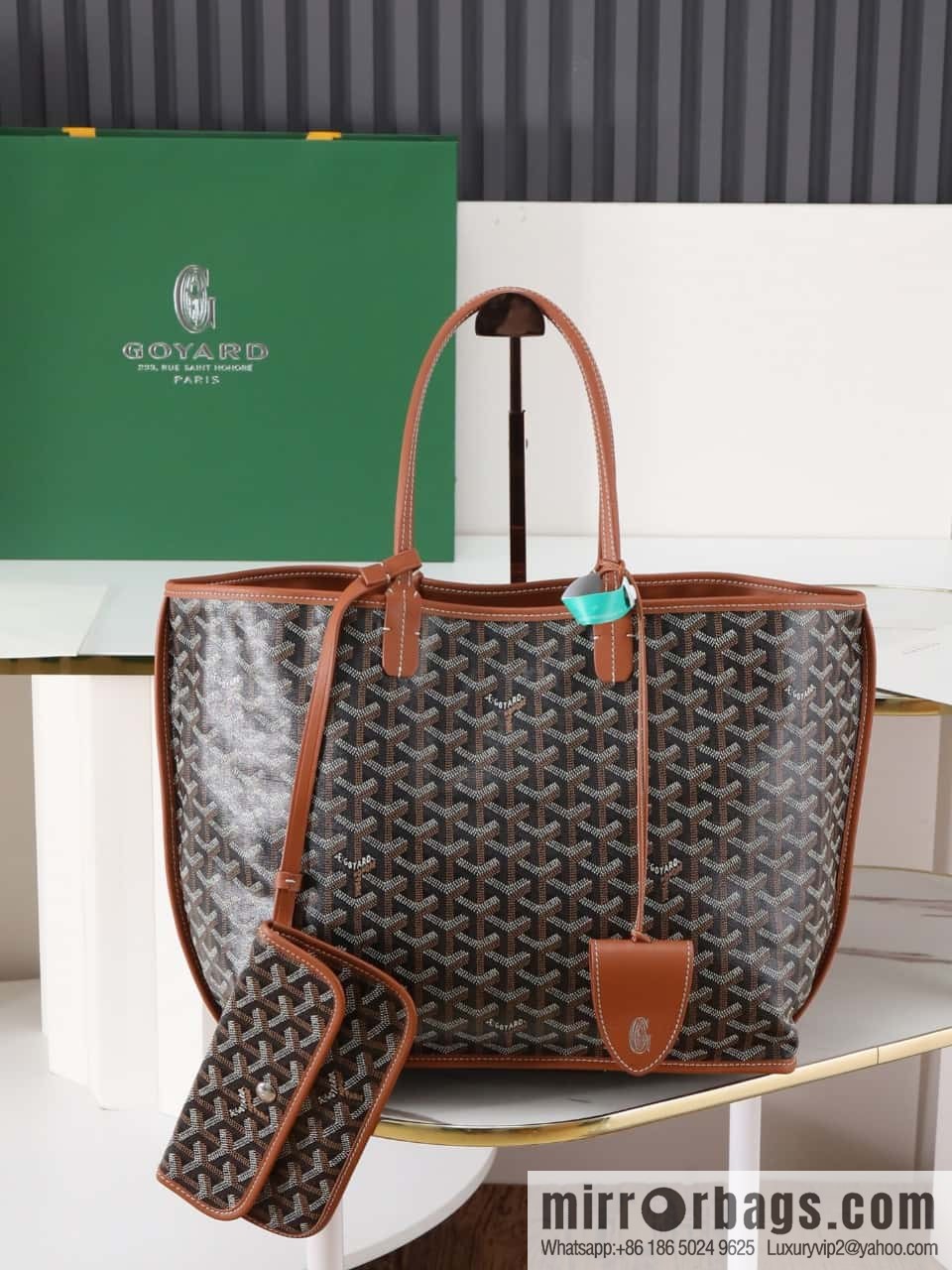 [Premium quality, original materials, leather] Goyard goya anjou small bag 020166m brown tote bag