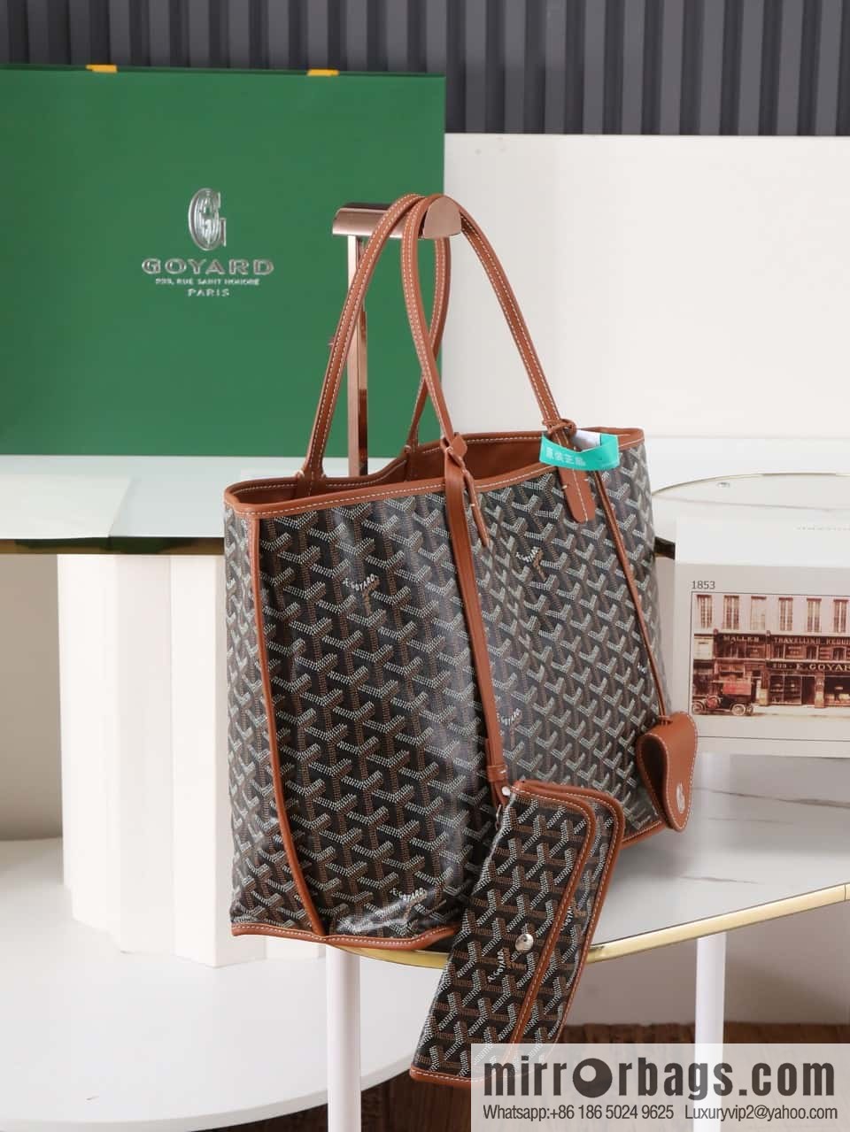 [Premium quality, original materials, leather] Goyard goya anjou small bag 020166m brown tote bag