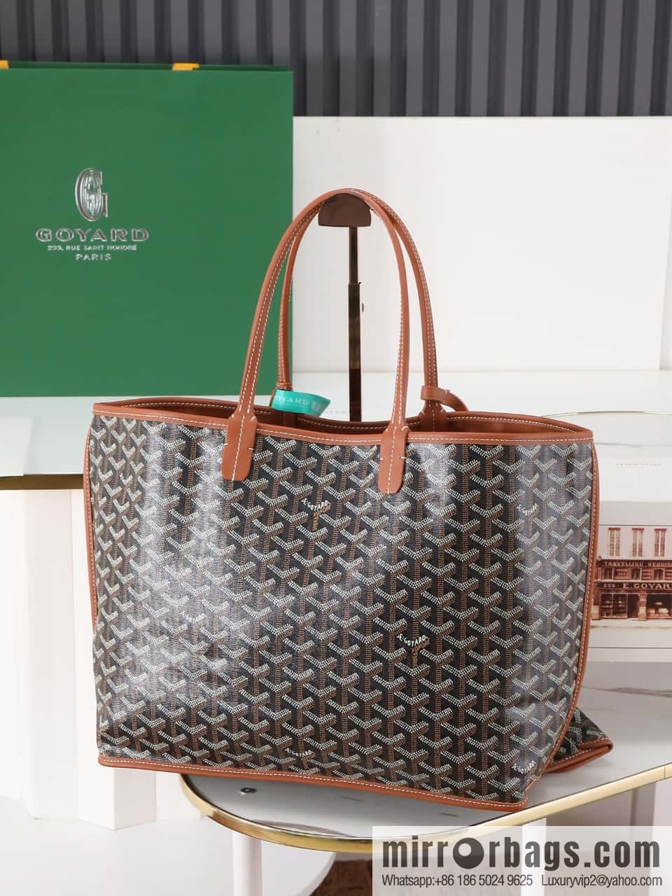 [Premium quality, original materials, leather] Goyard goya anjou small bag 020166m brown tote bag