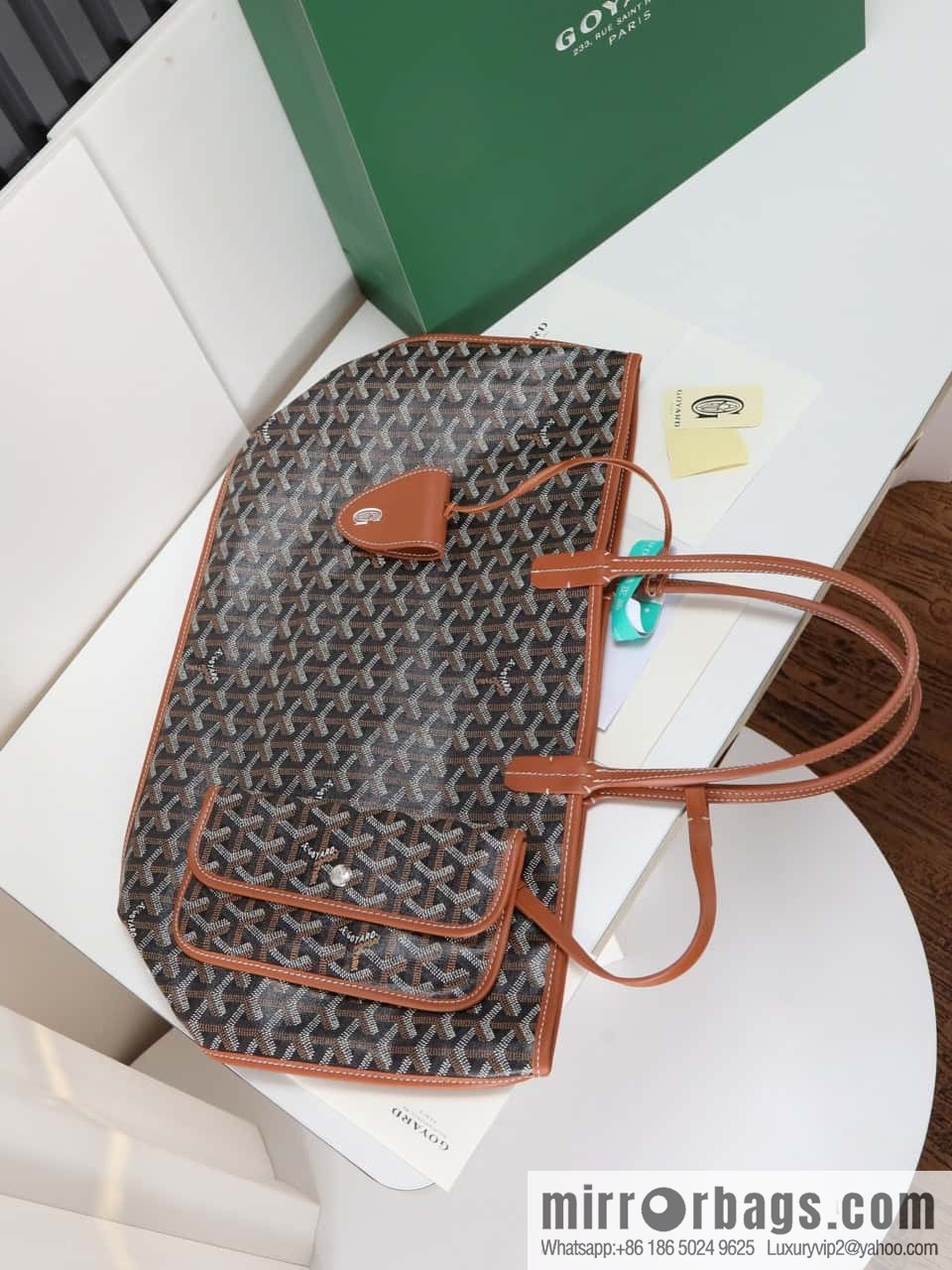 [Premium quality, original materials, leather] Goyard goya anjou small bag 020166m brown tote bag