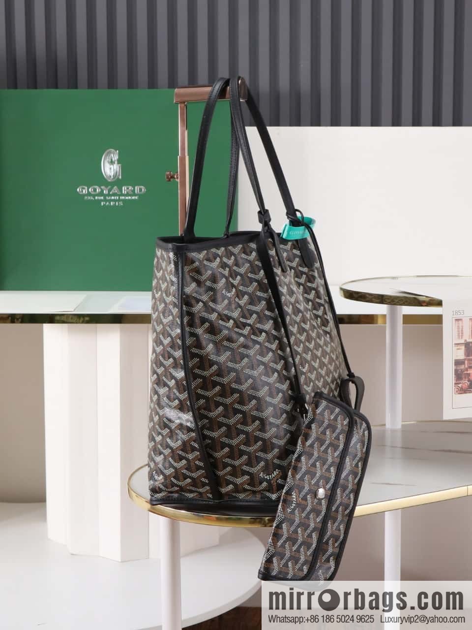 [Premium quality, original materials, leather] Goyard goya anjou small bag 020166m black tote bag